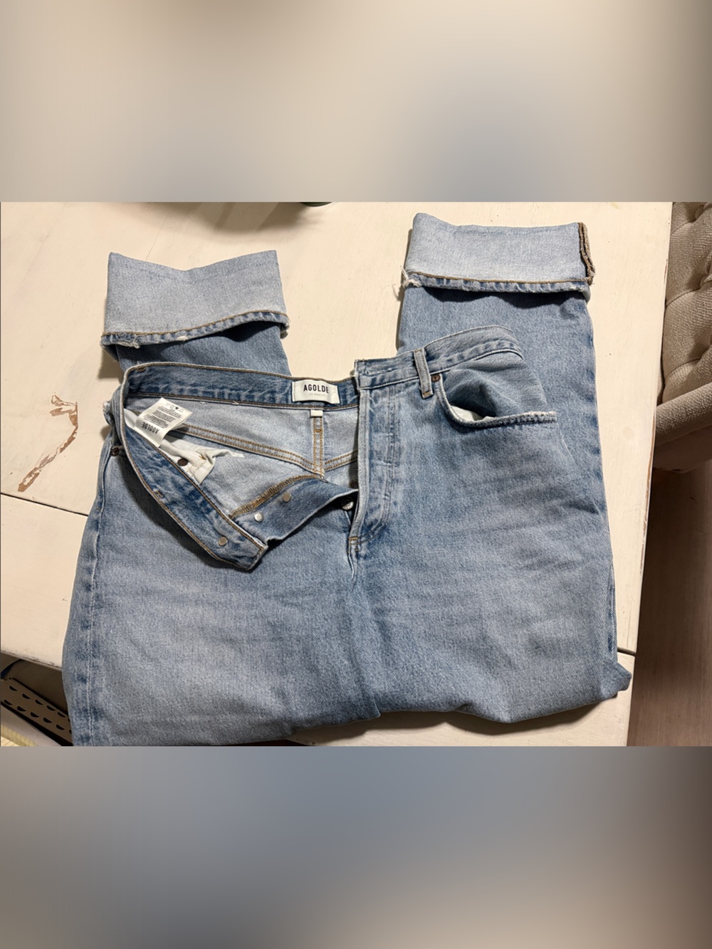 Agolde Light Blue Rolled Cuff Jeans